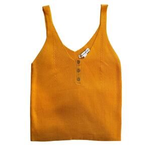 And Now This Orange/ Deep Yellow Ribbed Summer Style Cropped Tank Large